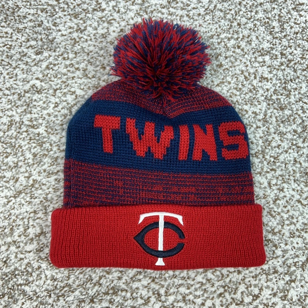 Minnesota Twins Hat Beanie‎ Mens One Size Red Navy MLB Baseball Target Pom